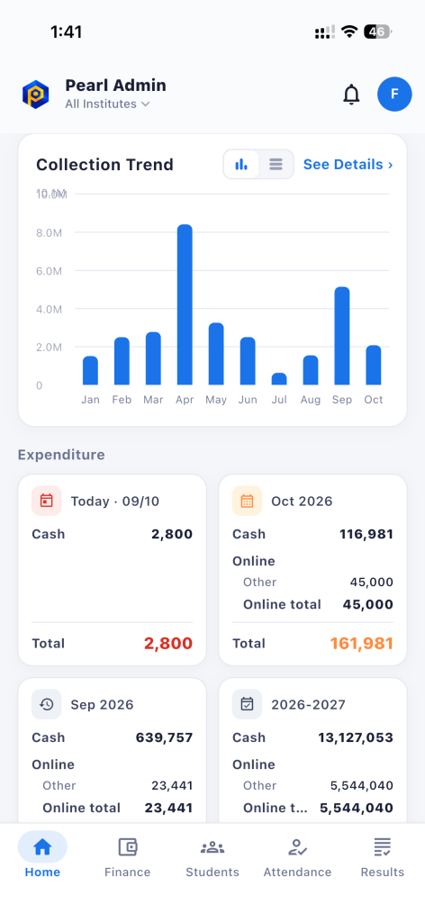 Pearl Admin — fee payments