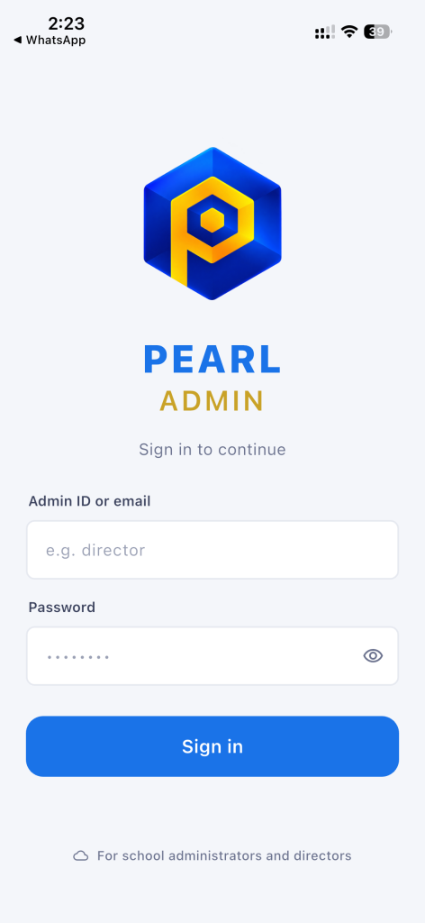 Pearl Admin — Login
