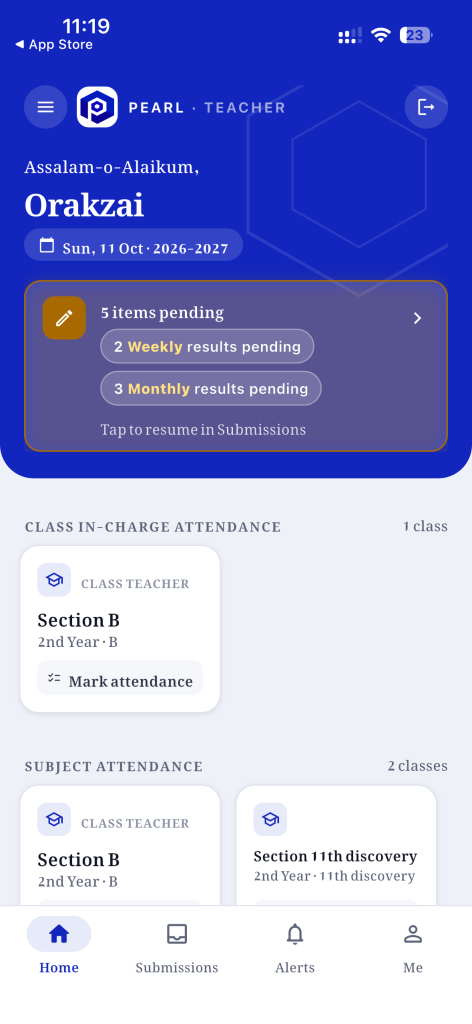 Pearl Teacher — Teacher Dashboard
